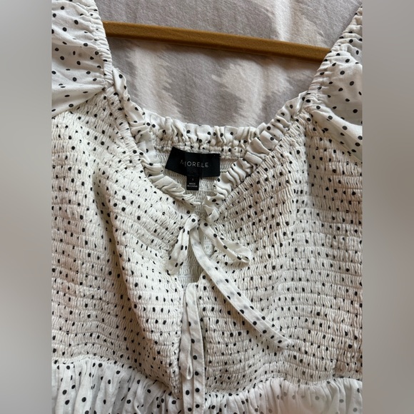 White Smocked Square Neck Mini Dress - Picture 8 of 9